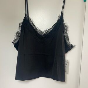 Black Lace Trim Open Edit Tank Top
